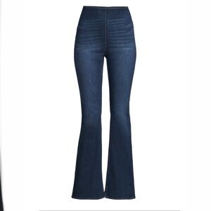 Dark Wash Whisker Faded Tummy Control Highrise Bootcut Flare Jeans Size L